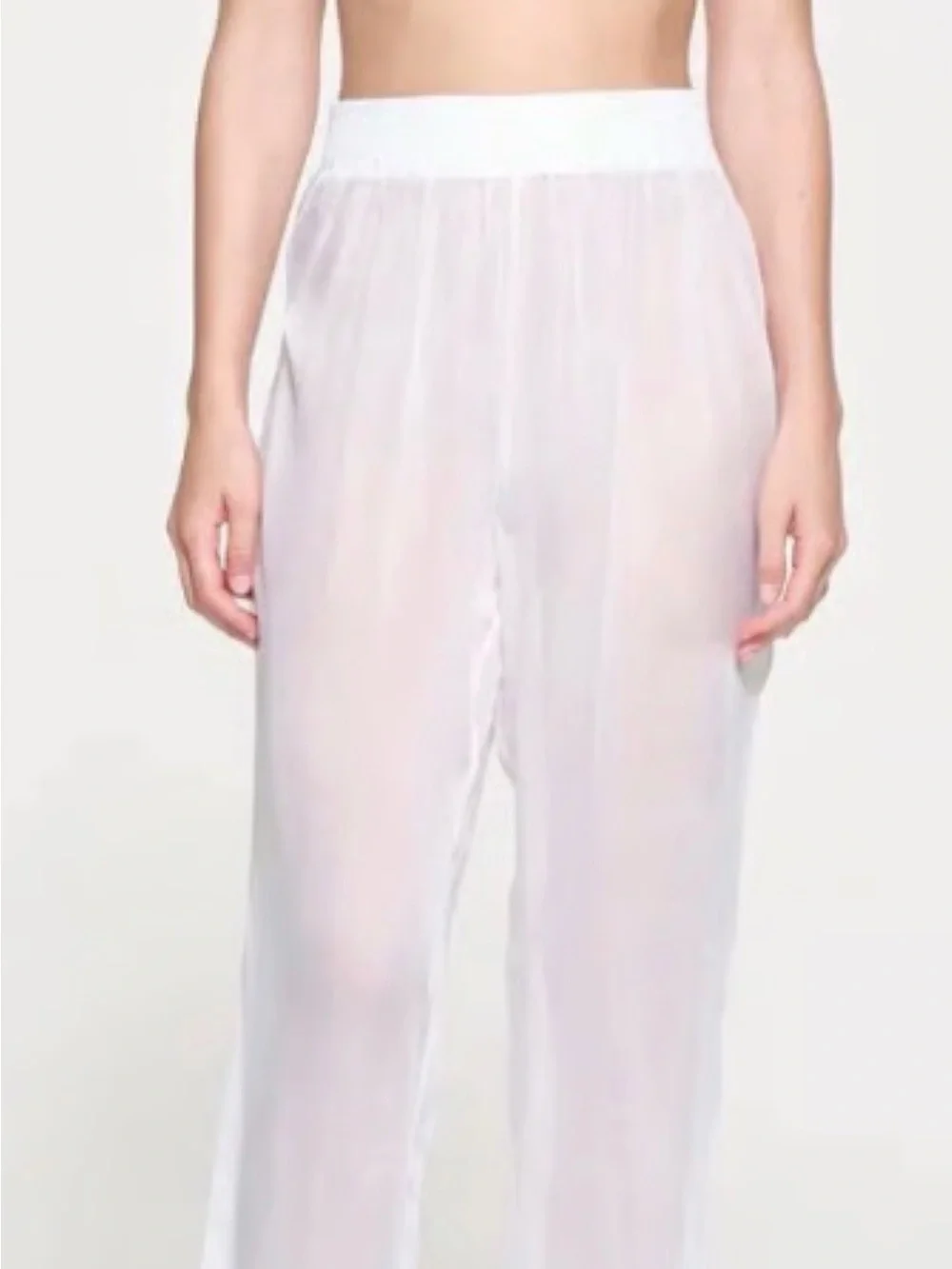 SKIMS Romance Chiffon 100% Silk Smocked Wide leg Pants NWT | Medium
